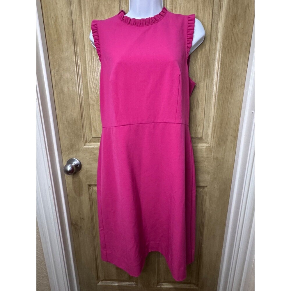 J Crew size 10 dress in pink Fuchsia lined Work Career Ruffle